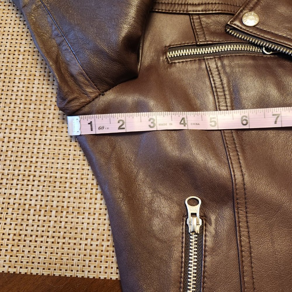 NWOT. Beautiful Brown Leather moto jacket - Picture 6 of 8